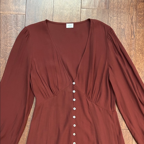 Aritzia Wilfred New Gallery Long Sleeve Button Front Dress in Rustique, Size S - Picture 3 of 14